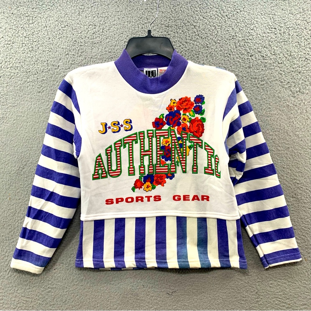 Vintage 90s Y2K Jet Set Kids Sports Gear Pullover Shirt Long Sleeves Size M NWT